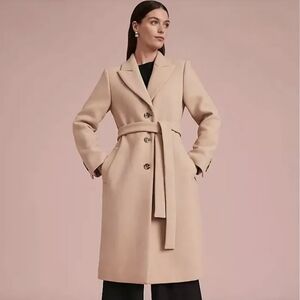 NWOT ANN TAYLOR CAFE AU LAIT WOOL BLEND Women's Belted Coat